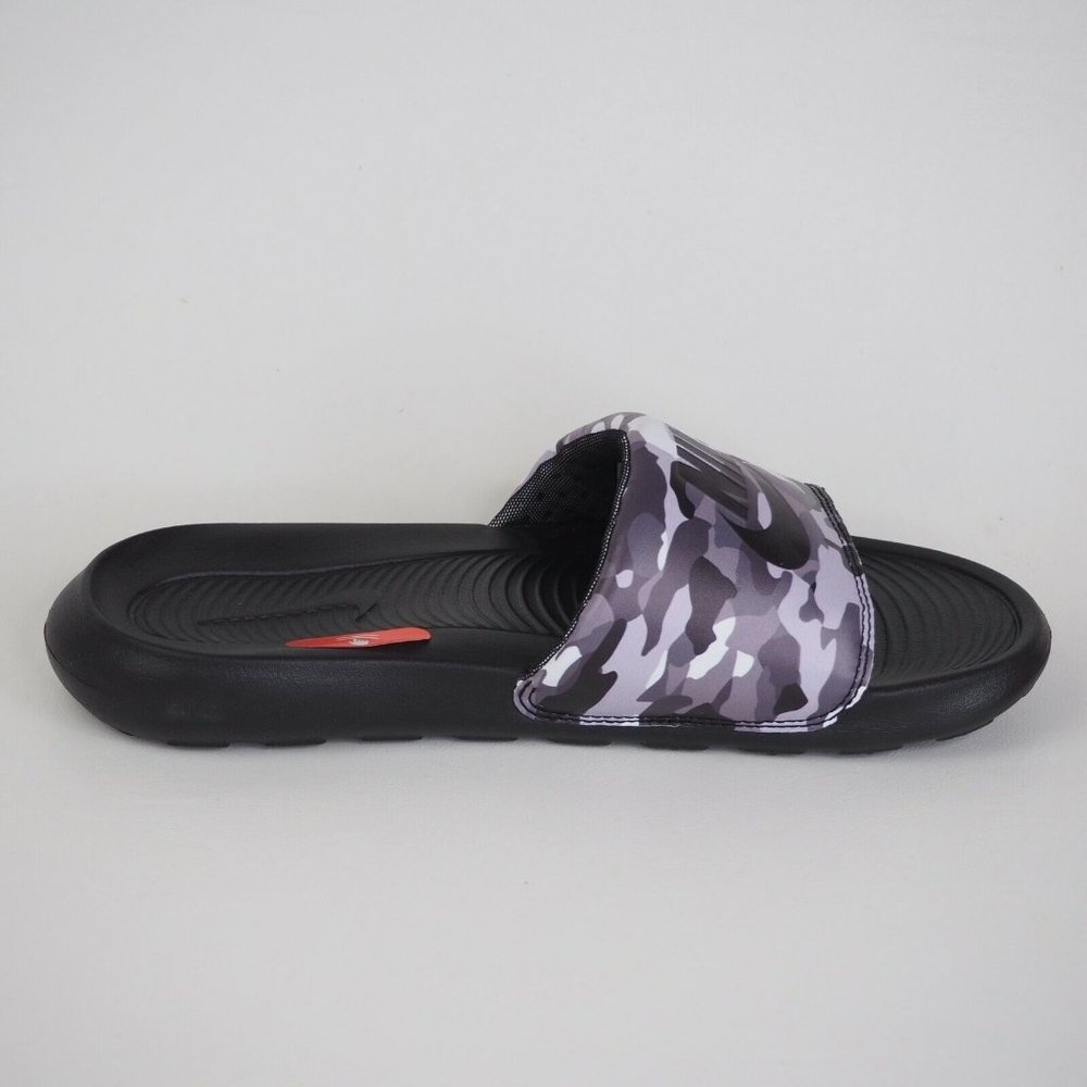 Nike Victori One Sports Slide Print Black Grey Beach Sandals - Picture 2 of 11